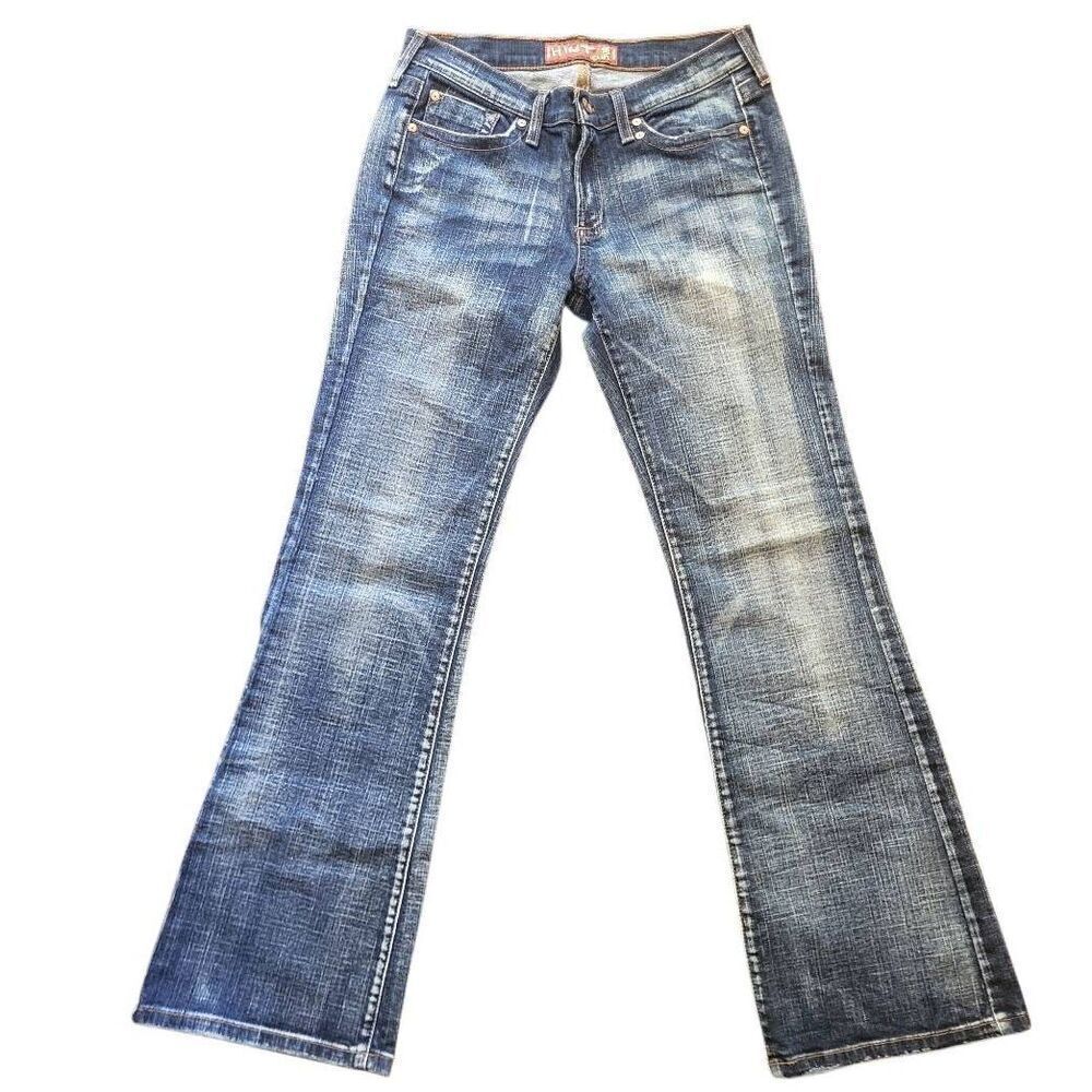 Vintage Y2K Hint Jeans Women's 10 Blue Low Rise Bootcut Embellished Rhinestone